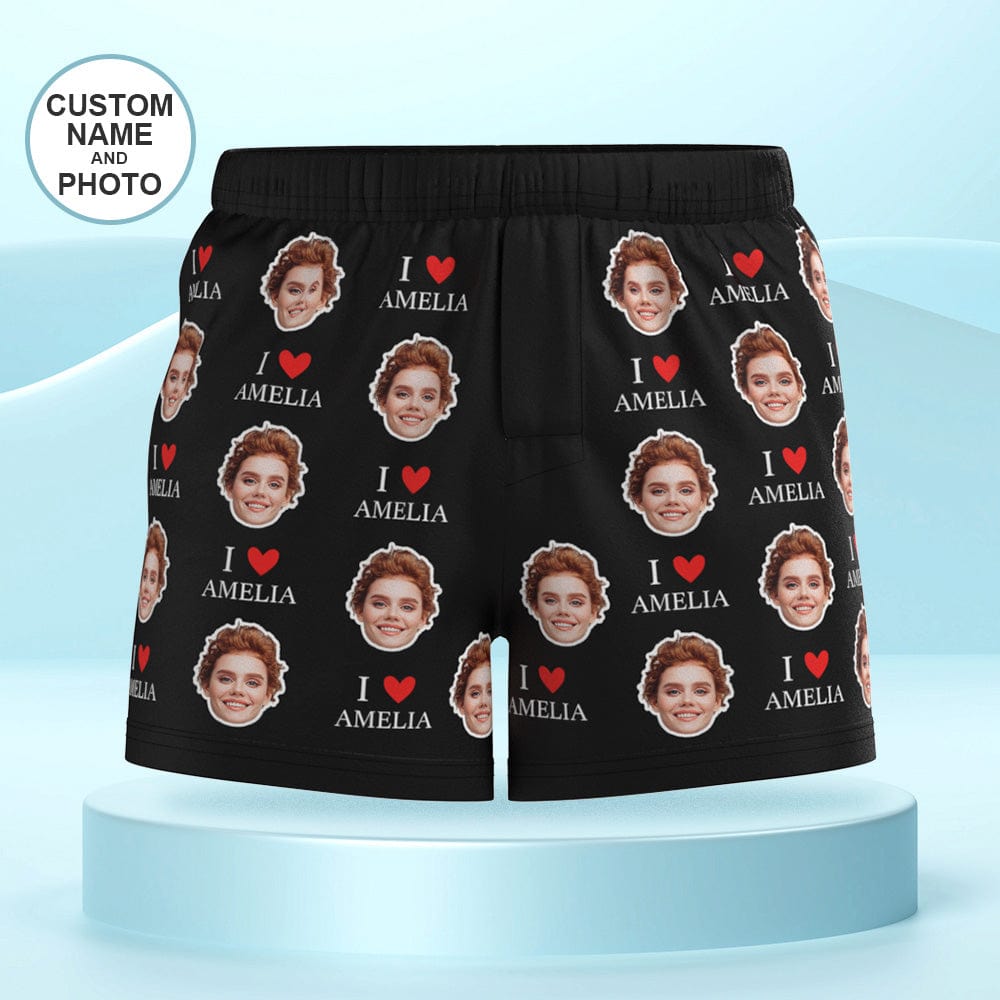 Custom Face Multicolor Boxer Shorts I Love You Personalized Photo Underwear Gift for Him - Giftlab