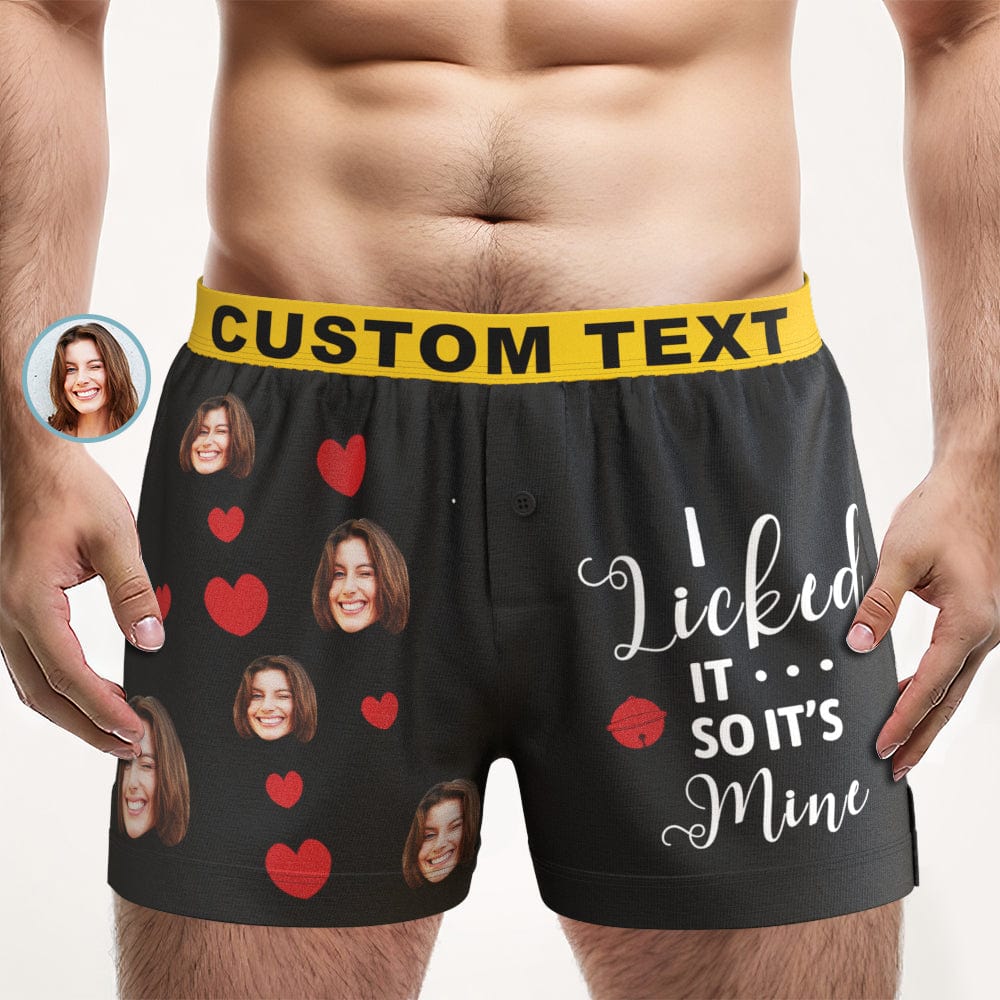 Custom Face Boxer Shorts I LICKED IT Personalized Waistband Casual Underwear for Him - Giftlab