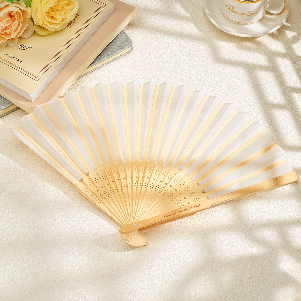 Personalized Bamboo Ribs Fan Wedding Favour Handheld Fan - Giftlab