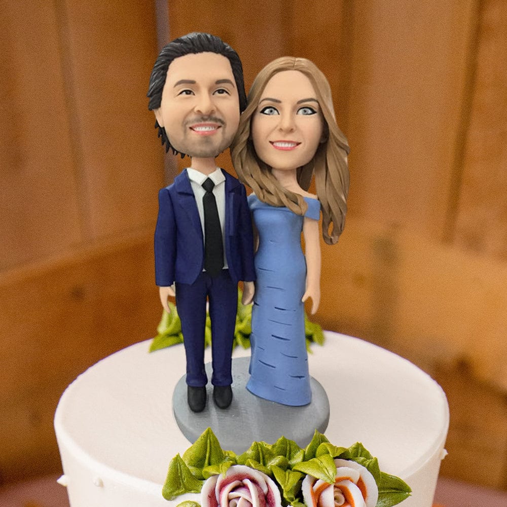 Fully Customizable 2 Poeple Custom Bobblehead With Engraved Text Cake Decor - Giftlab