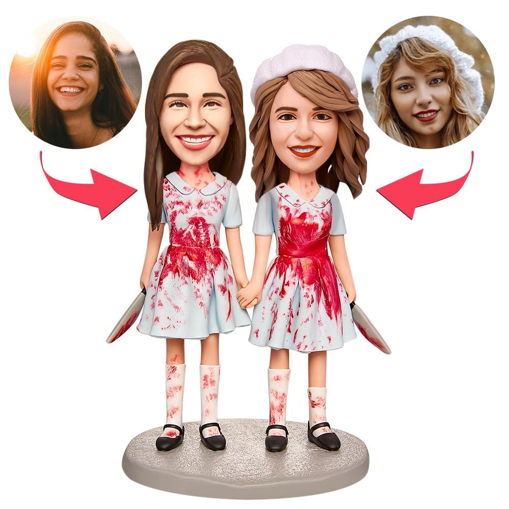 Personalized Bobblehead Halloween Gifts Twins Holding Hands - Giftlab