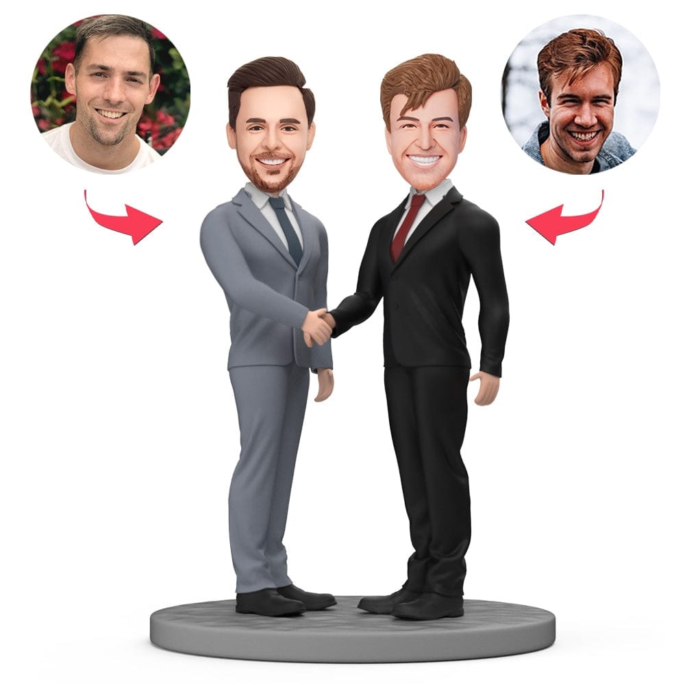 Custom Bobblehead Business Partners Shaking Hands - Giftlab