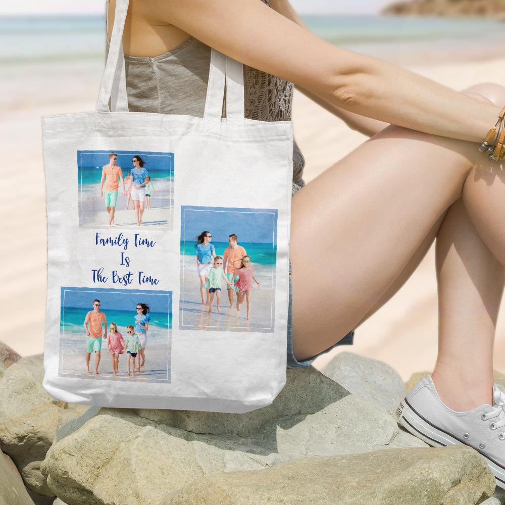 Photo Collage Canvas Tote Bag Custom Tote Bag with Photo & Text - Giftlab