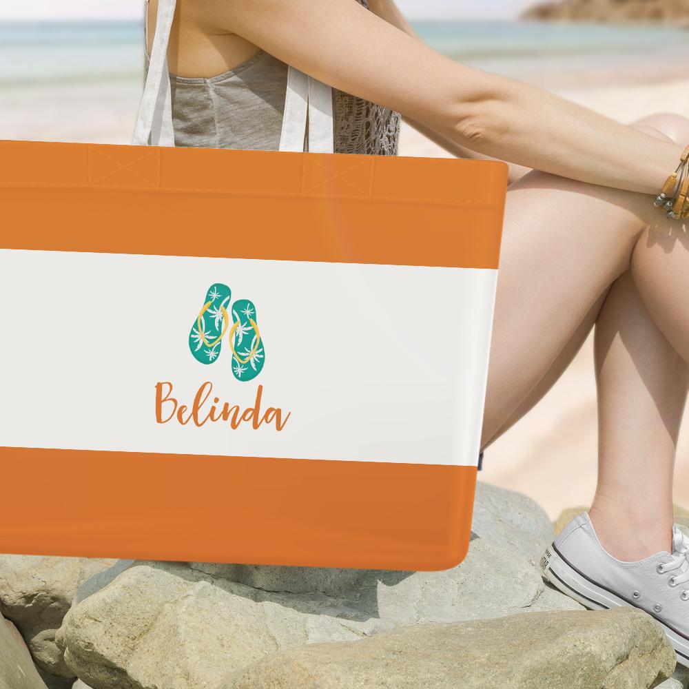 Custom Text Handbag For Summer For Orange Shopping Bag - Giftlab