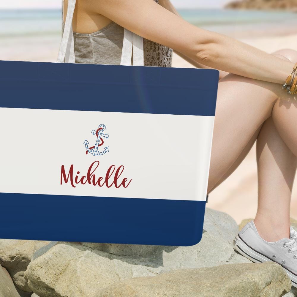 Custom Text Handbag For Blue Shopping Bag For Woman - Giftlab