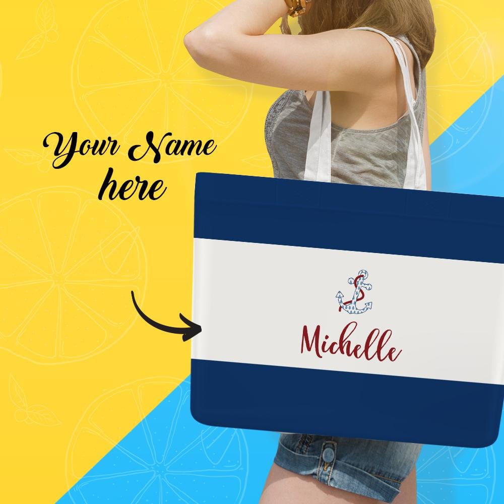 Custom Text Handbag For Blue Shopping Bag For Woman - Giftlab