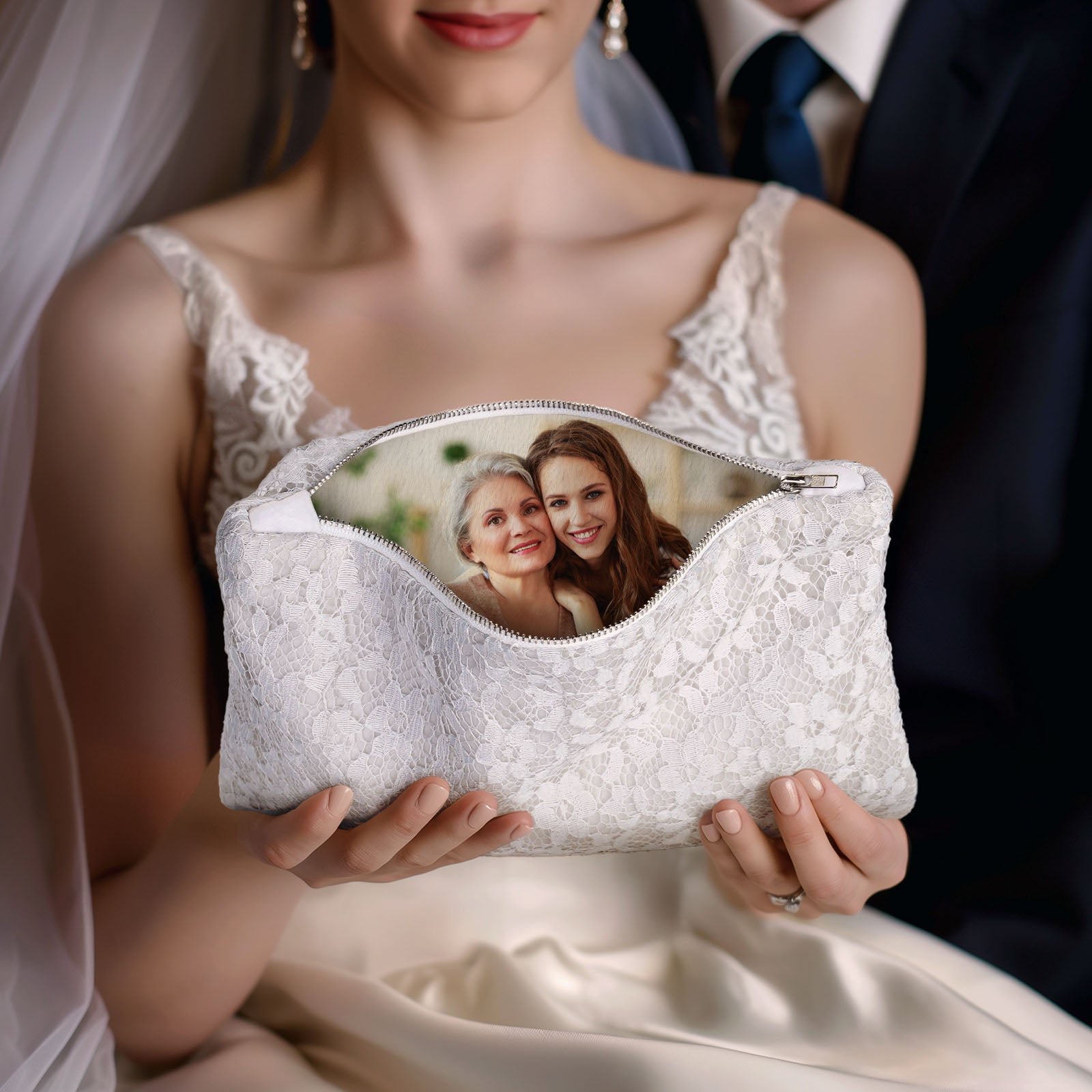 Custom Photo Lace Purse Wallet for Mom Mother's Day Gifts