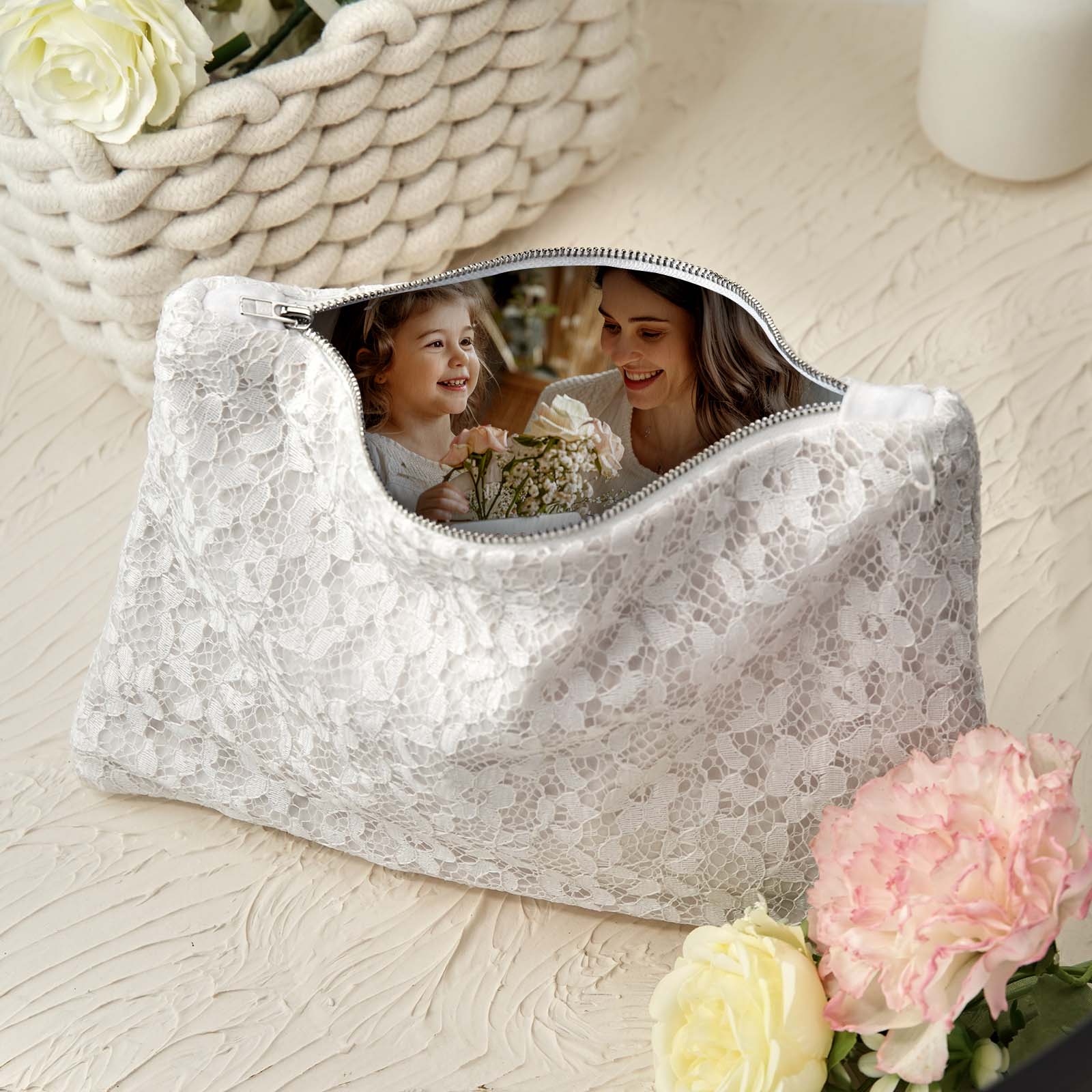 Custom Photo Lace Purse Wallet for Mom Mother's Day Gifts
