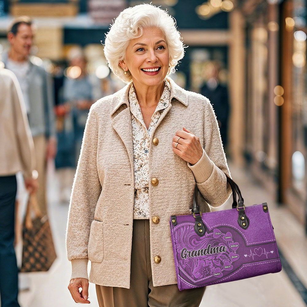 Personalized Leather Bag with Name Retro Large Tote Bag Mother's Day Gifts for Grandma Mom - Giftlab