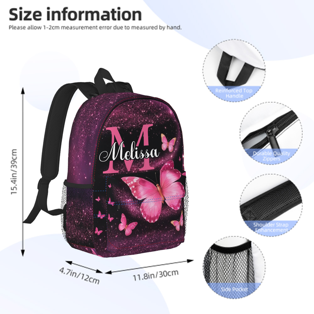 Custom Butterfly Glitter Backpack, Butterfly Name Backpack For Girls, Back to School Gift,Birthday Gift Girls