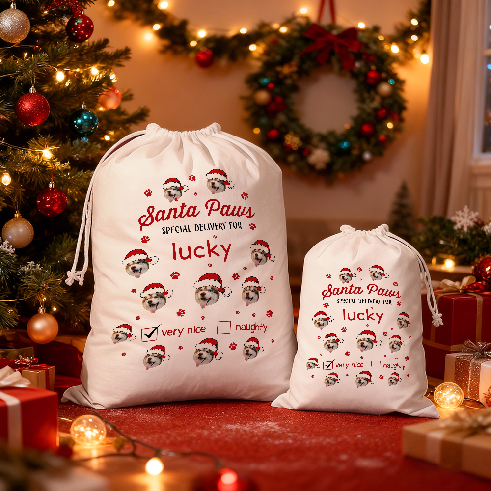 Santa Paws Special Delivery Christmas Bag Personalised Santa Sack Christmas