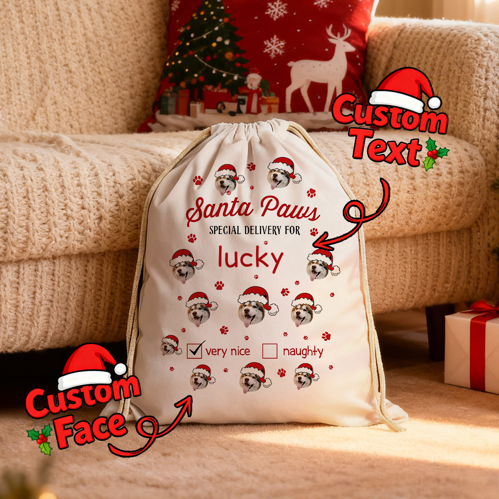 Santa Paws Special Delivery Christmas Bag Personalised Santa Sack Christmas