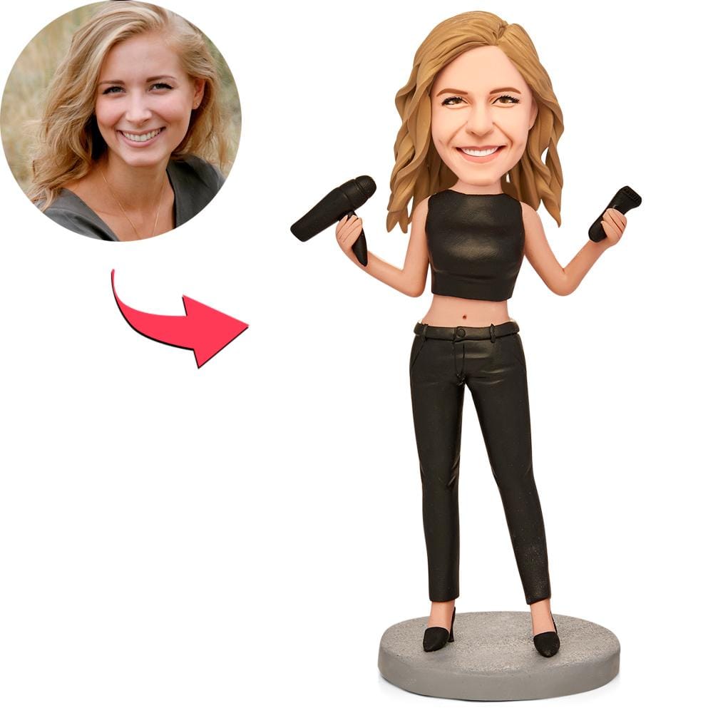 Custom Made Bobble Head With Engraved Text Gifts for Her Female Hairdresser - Giftlab