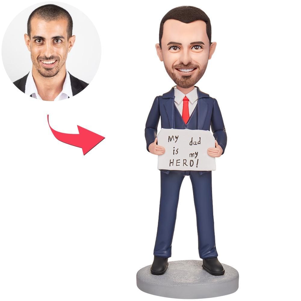 Father's Day Bobblehead Custom Bobblehead with Engraved Text Father's Day Gifts - My Dad is My Hero - Giftlab
