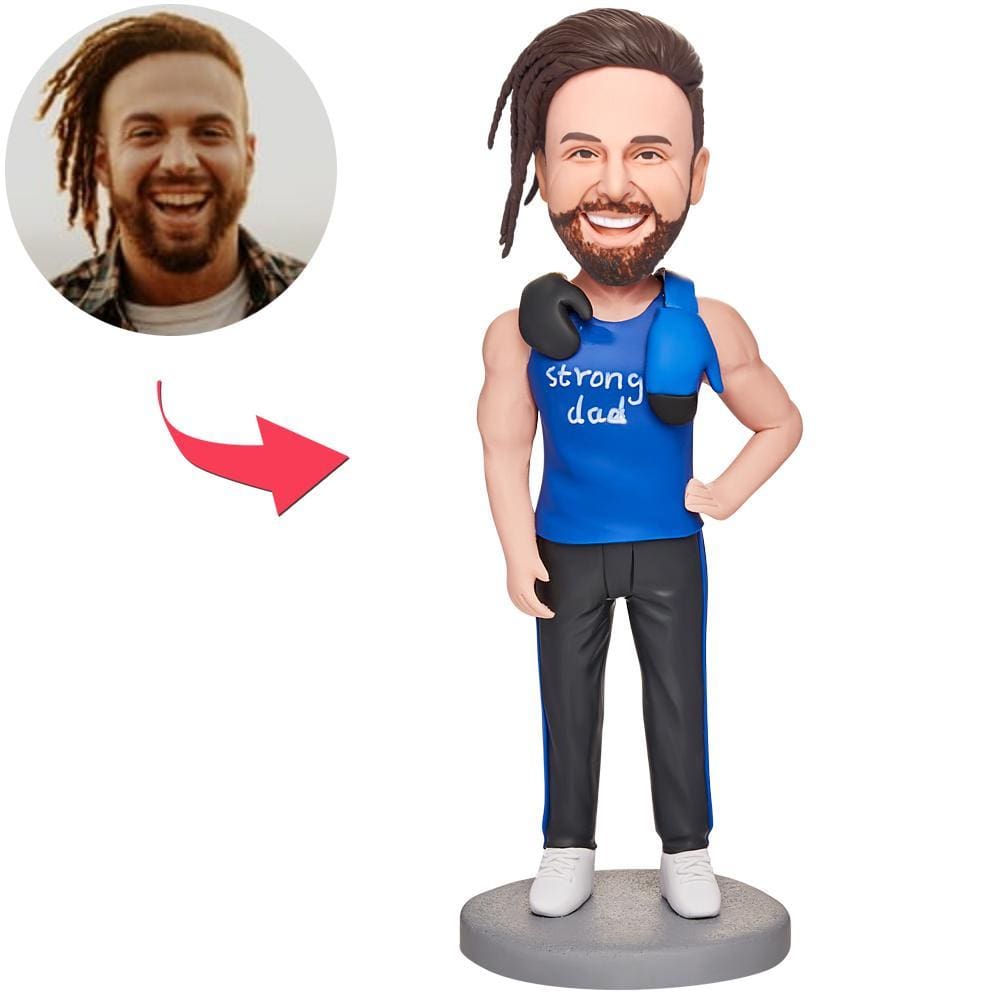 Father's Day Bobblehead Custom Bobblehead with Engraved Text Father's Day Gifts - Strong Dad - Giftlab