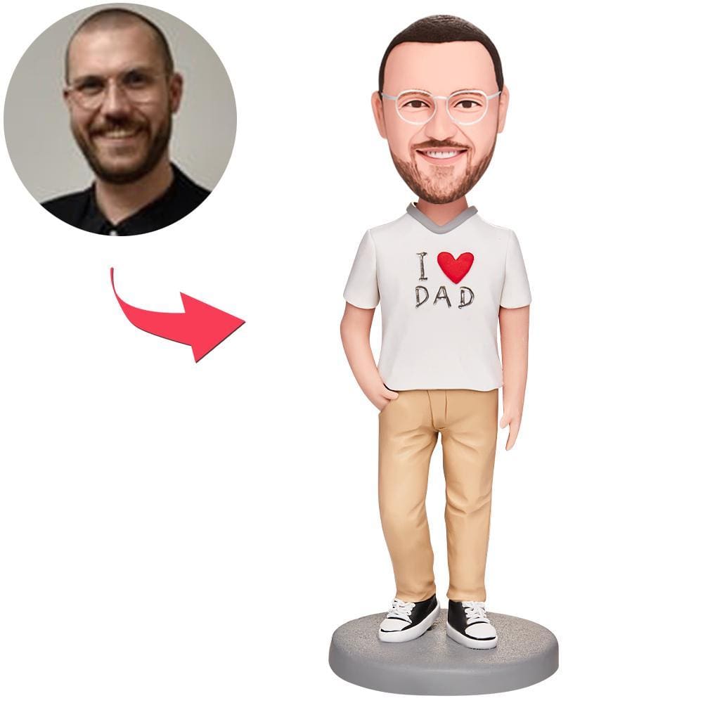 Father's Day Bobblehead Custom Bobblehead with Engraved Text Father's Day Gifts - I Love My Dad - Giftlab