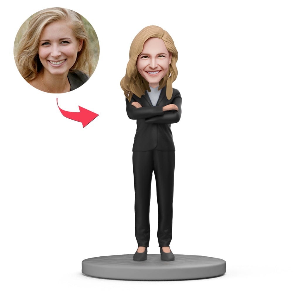 Custom Office Lady Bobblehead with Engraved Text - Giftlab