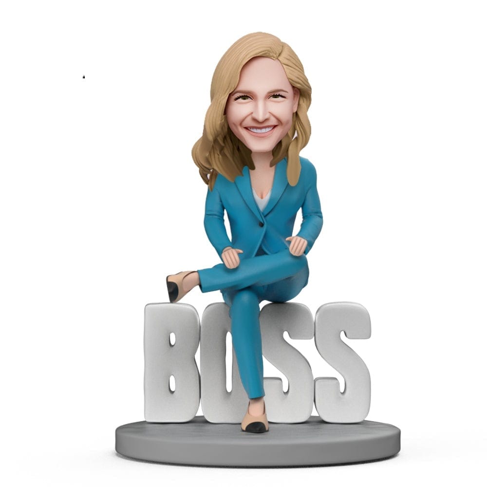 Custom WORLD BEST BOSS Domineering Lady Boss Bobblehead with Engraved Text - Giftlab