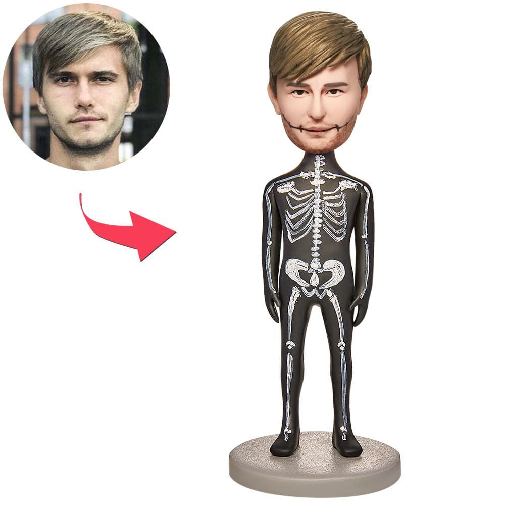 Custom Bobblehead with Engraved Text Halloween Gifts for Him Skeleton Cosplay - Giftlab