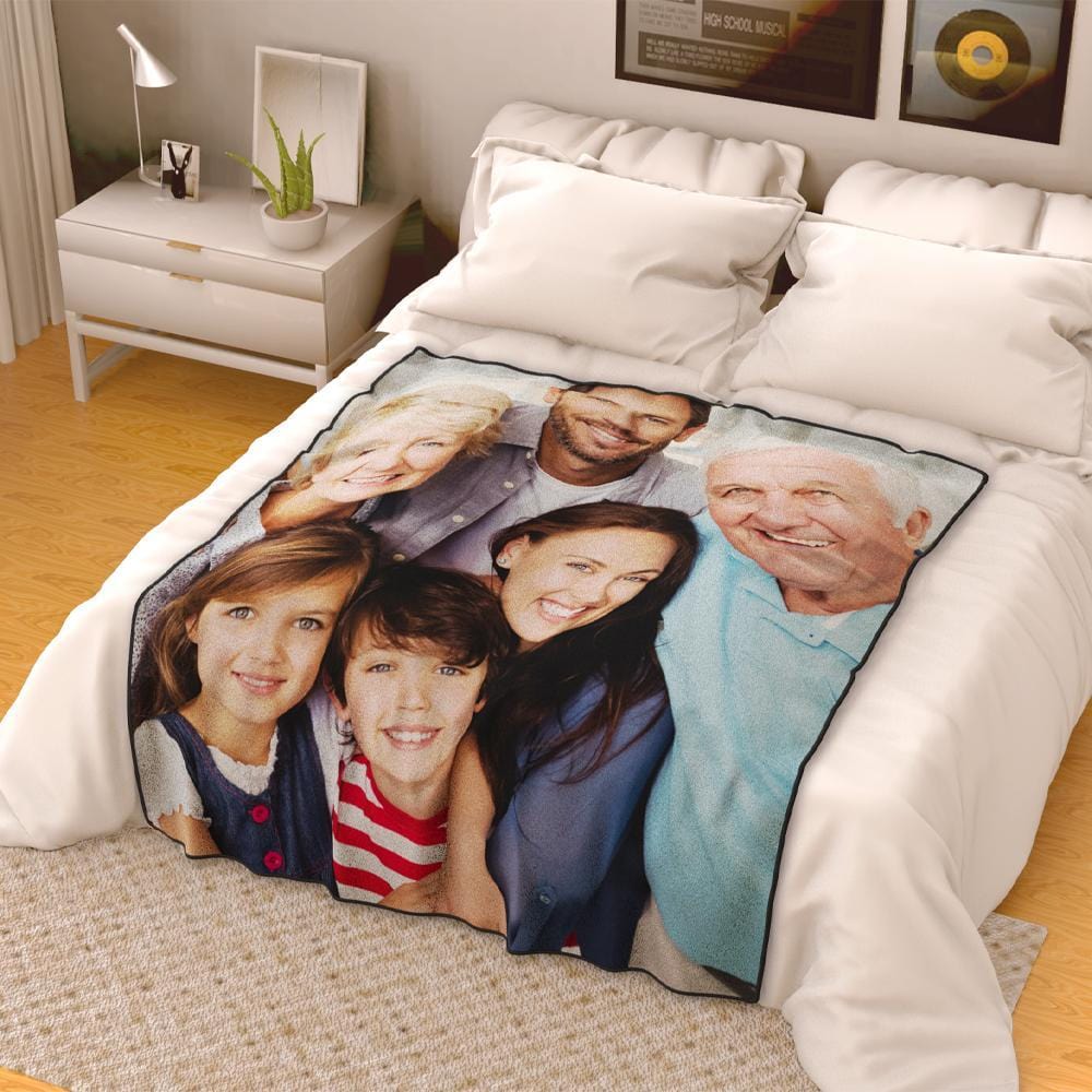 Photo Blanket Fleece Blanket Family Gifts for Grandpa - Giftlab