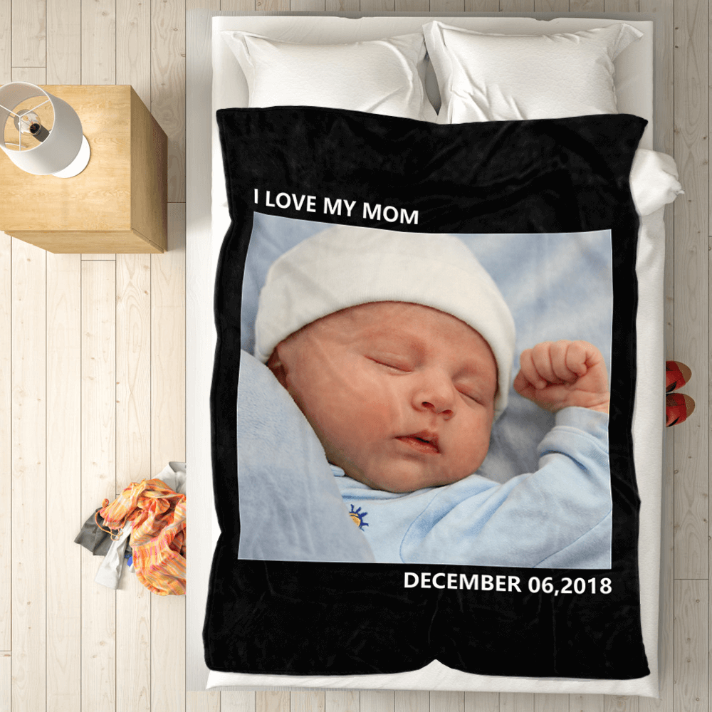 New Mom Gift Baby Photo Blankets With Name - Giftlab