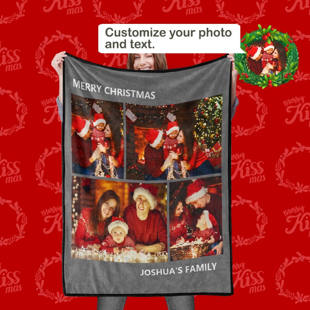 Custom Photo Blanket Christmas Gift For Family or Friends - Giftlab