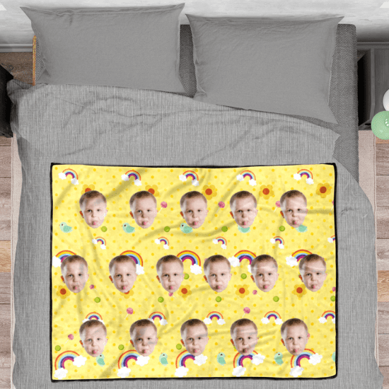 Personalised Baby Gifts Photo Blanket Gift For Kids- Yellow - Giftlab