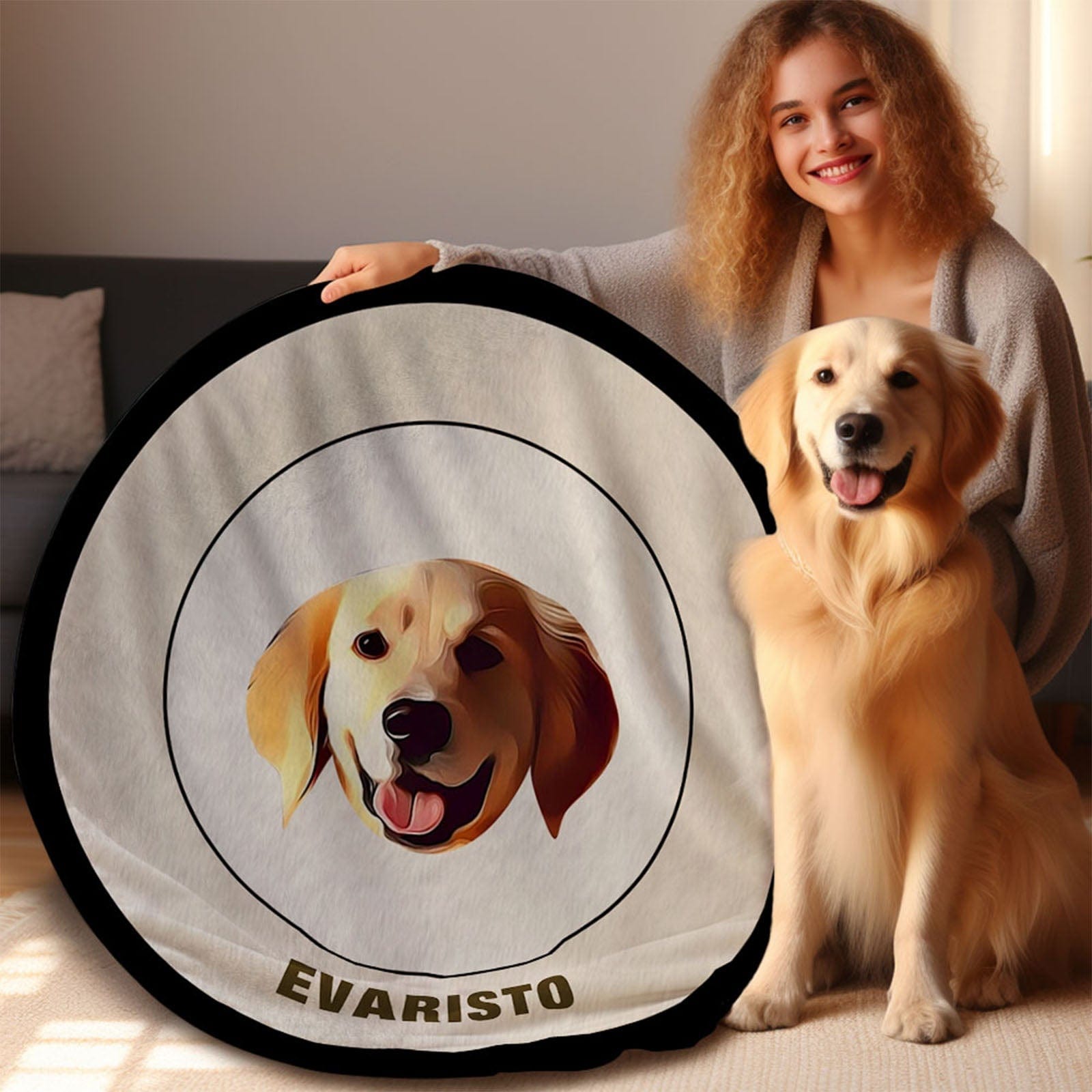 Custom Pet Face Blanket Personalized Round Blanket Gift for Pet Lover - Black & White - Giftlab