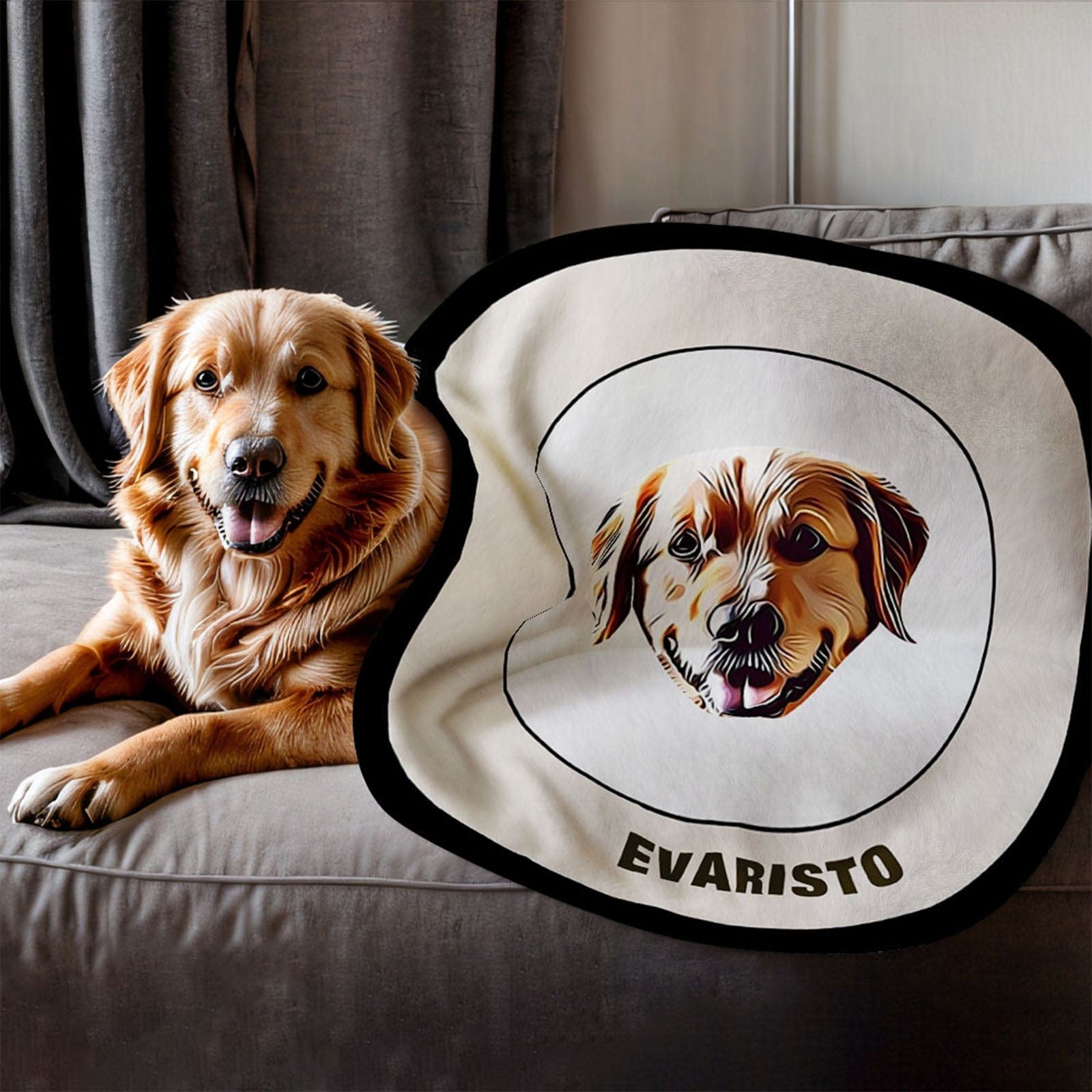 Custom Pet Face Blanket Personalized Round Blanket Gift for Pet Lover - Black & White - Giftlab