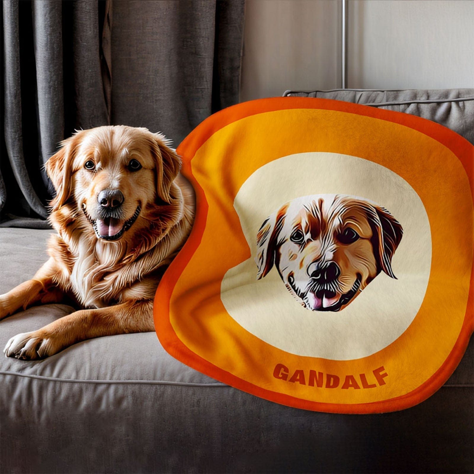 Custom Pet Face Blanket Personalized Round Blanket Gift for Pet Lover - Orange - Giftlab