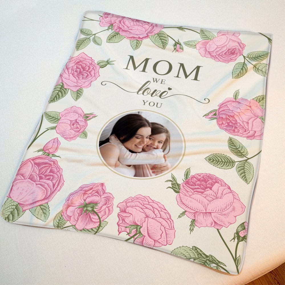 Mother's Day Blanket Personalized Floral Style Photo Blanket Gift for Mom - Giftlab