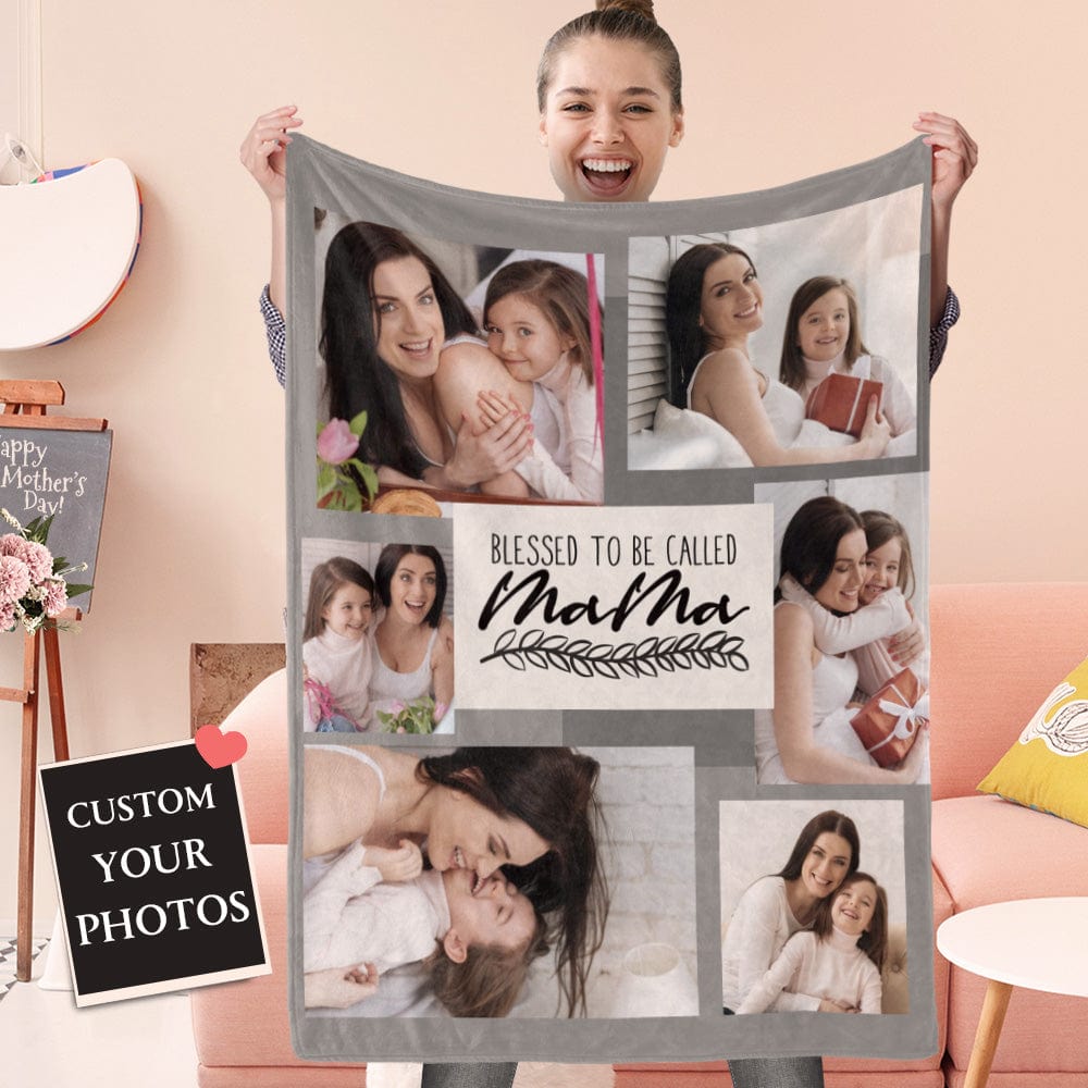 Mother's Day Blanket Custom Blanket with Photos Great Gifts for Mom - Giftlab