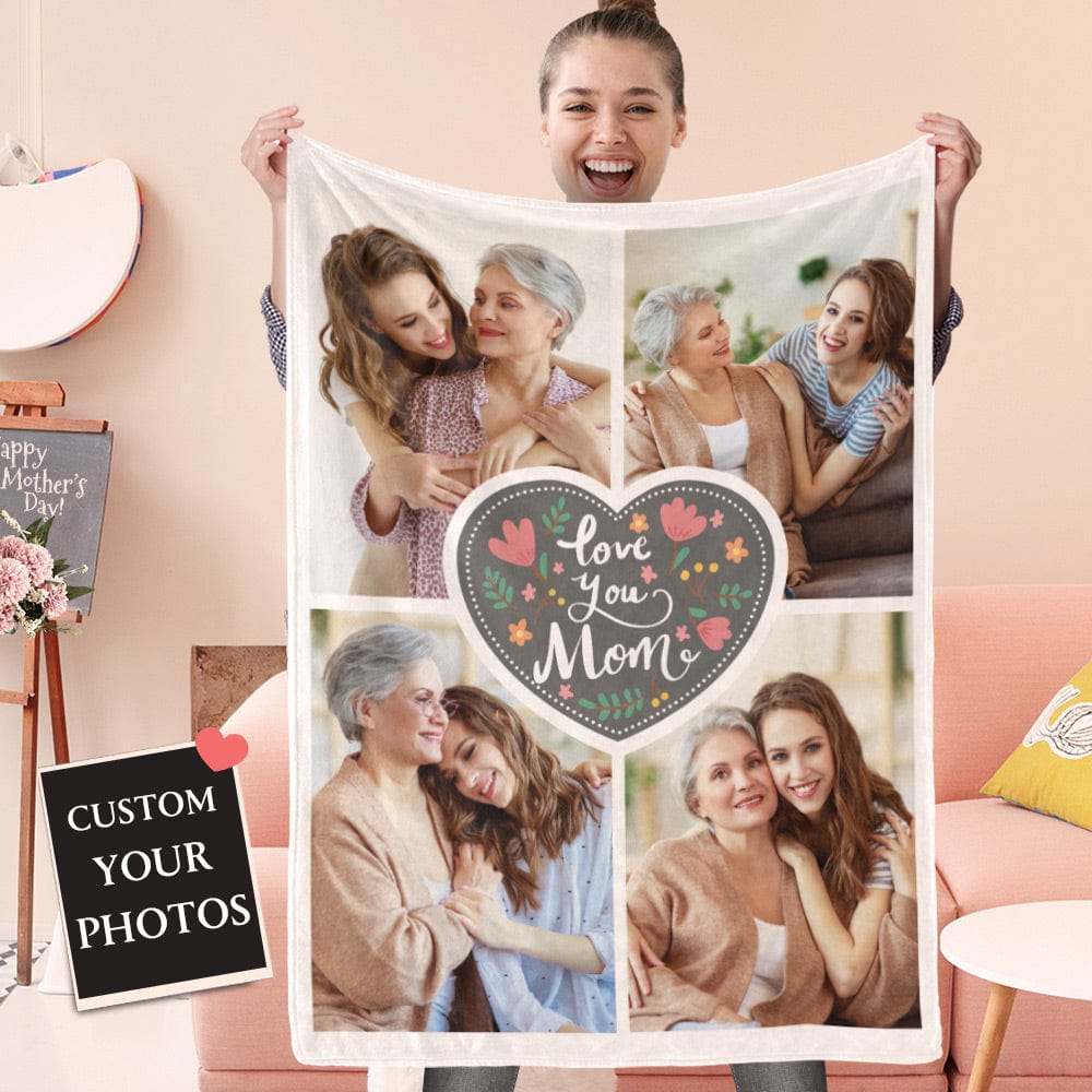 Mother's Day Blanket Personalized Photo Blanket for Mother -Love You Mom - Giftlab