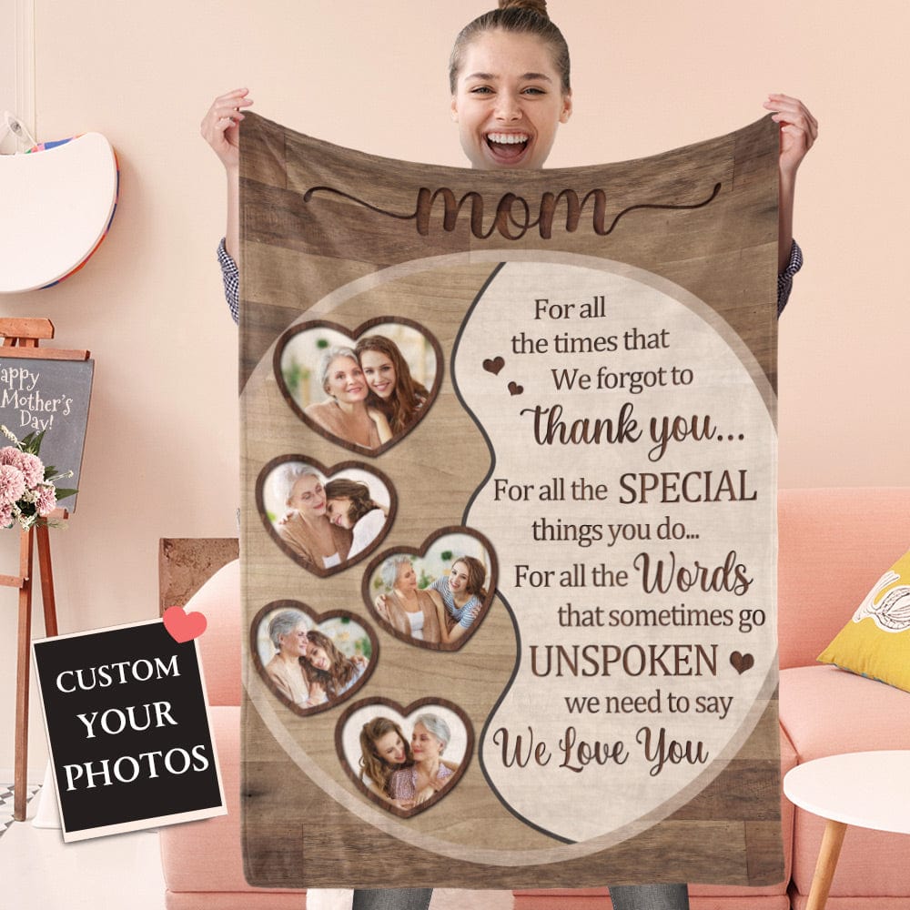 Mother's Day Blanket Custom Blanket with Photos Best Gift for Mom - Brown - Giftlab