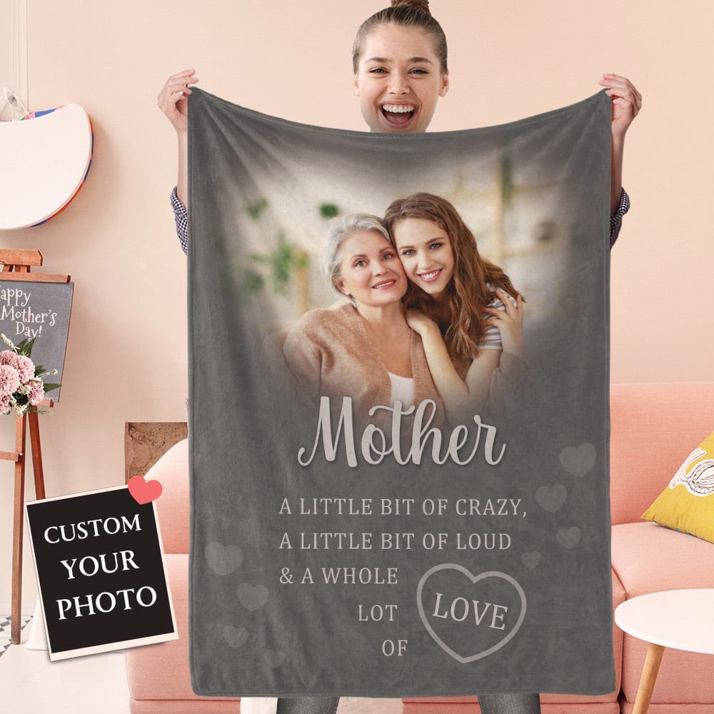 Mother's Day Blanket Personalized Photo Blanket for Mom - Grey - Giftlab