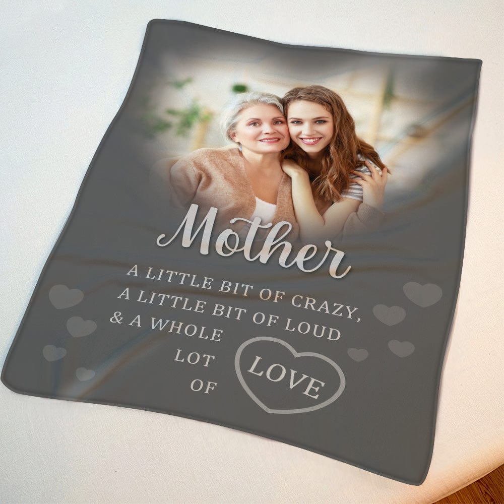 Mother's Day Blanket Personalized Photo Blanket for Mom - Grey - Giftlab