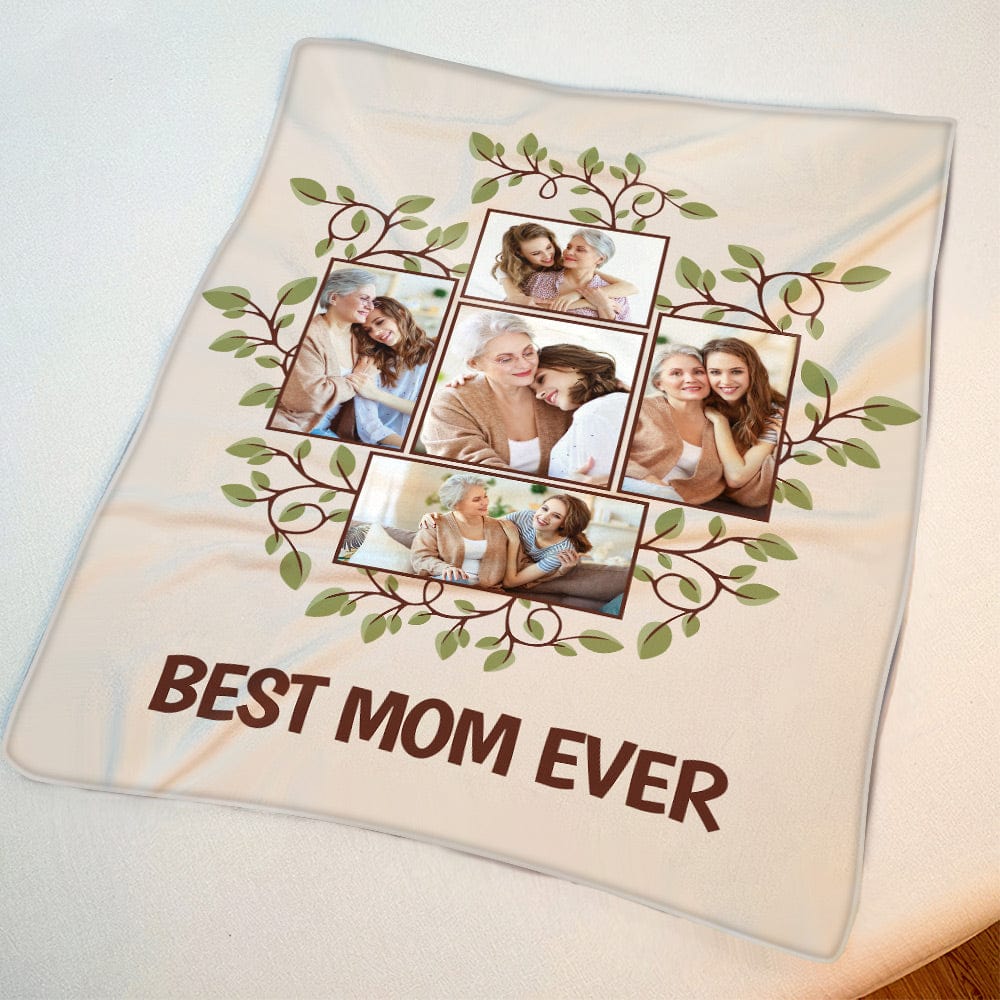 Mother's Day Blanket Custom Photo Blanket Family Tree Gift for Mom - Best Mom Ever - Giftlab