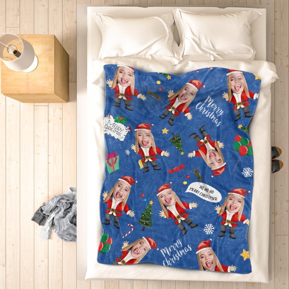 Custom Blanket with Face Christmas Gifts - Santa - Giftlab