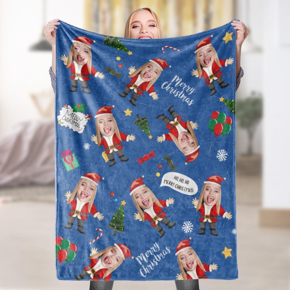 Custom Blanket with Face Christmas Gifts - Santa - Giftlab