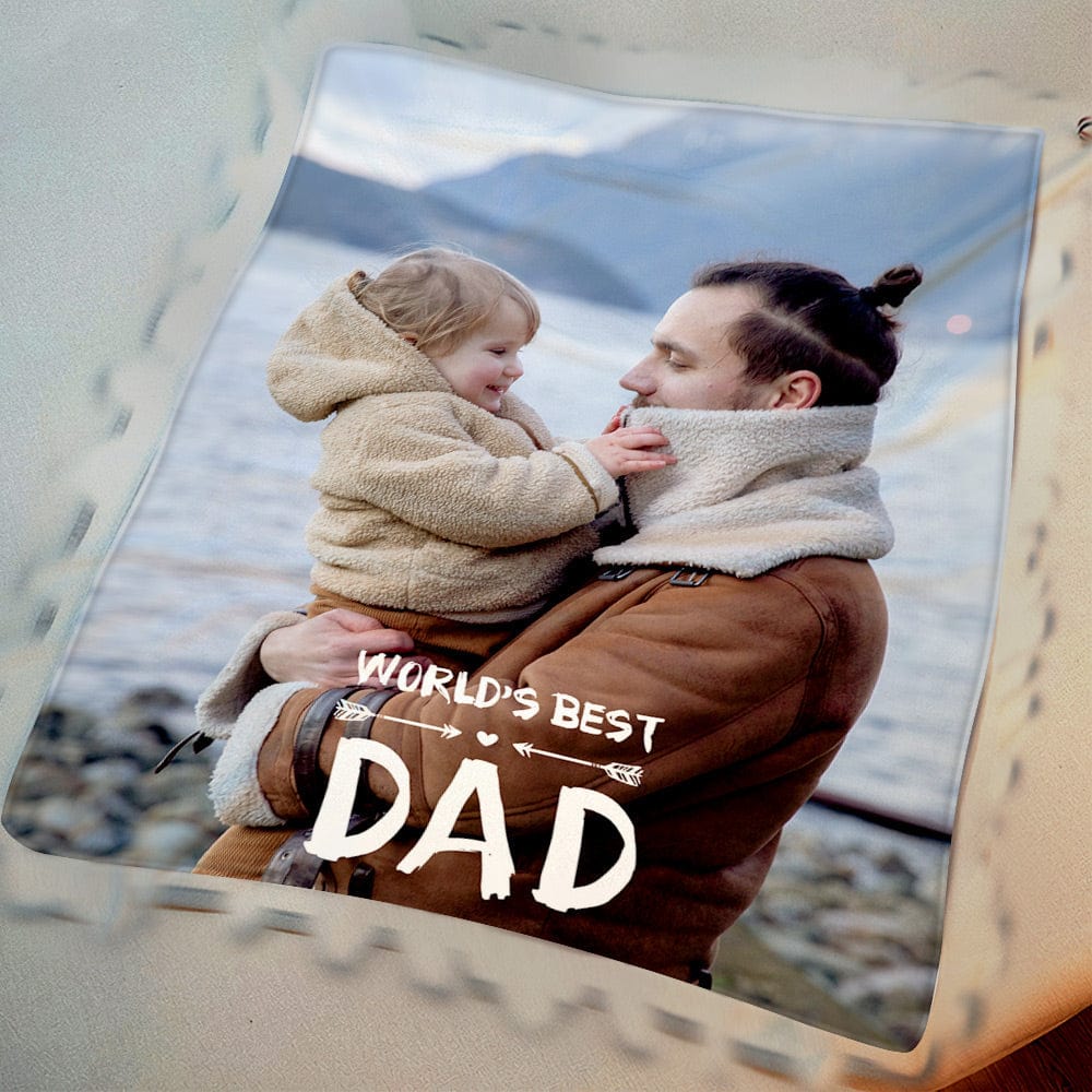 Father's Day Blankets Custom Father's Day Blanket Personalized Blanket with Photo the Best Gift for Dad - Giftlab