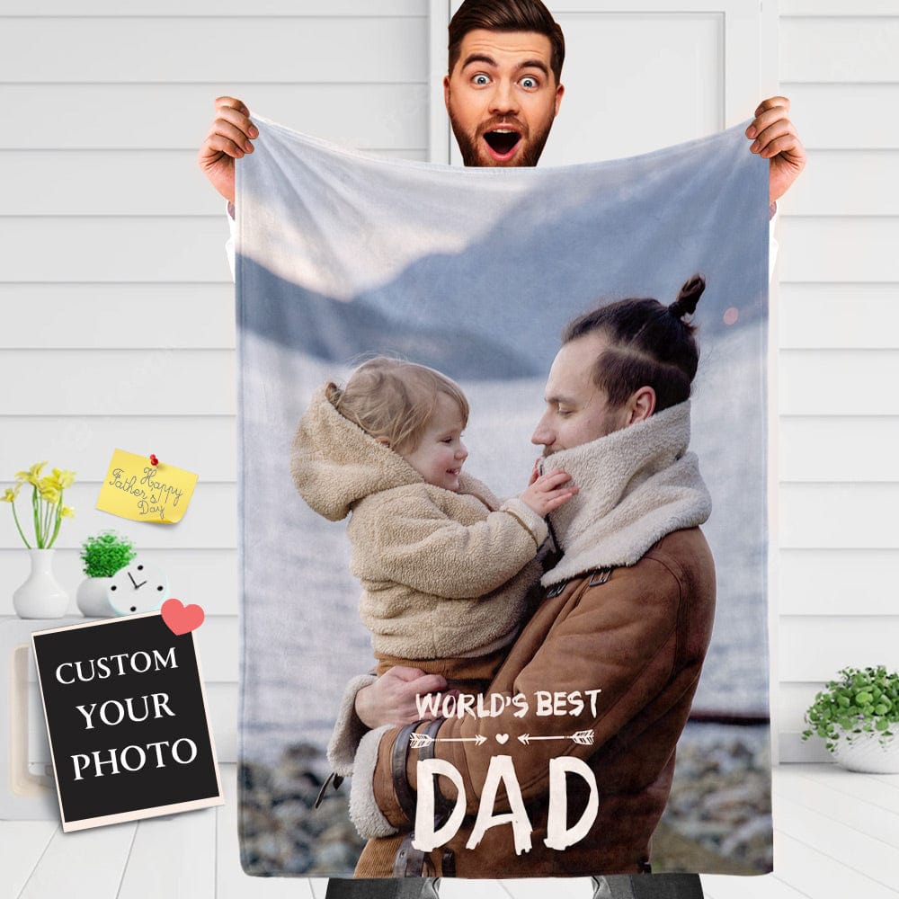 Father's Day Blankets Custom Father's Day Blanket Personalized Blanket with Photo the Best Gift for Dad - Giftlab