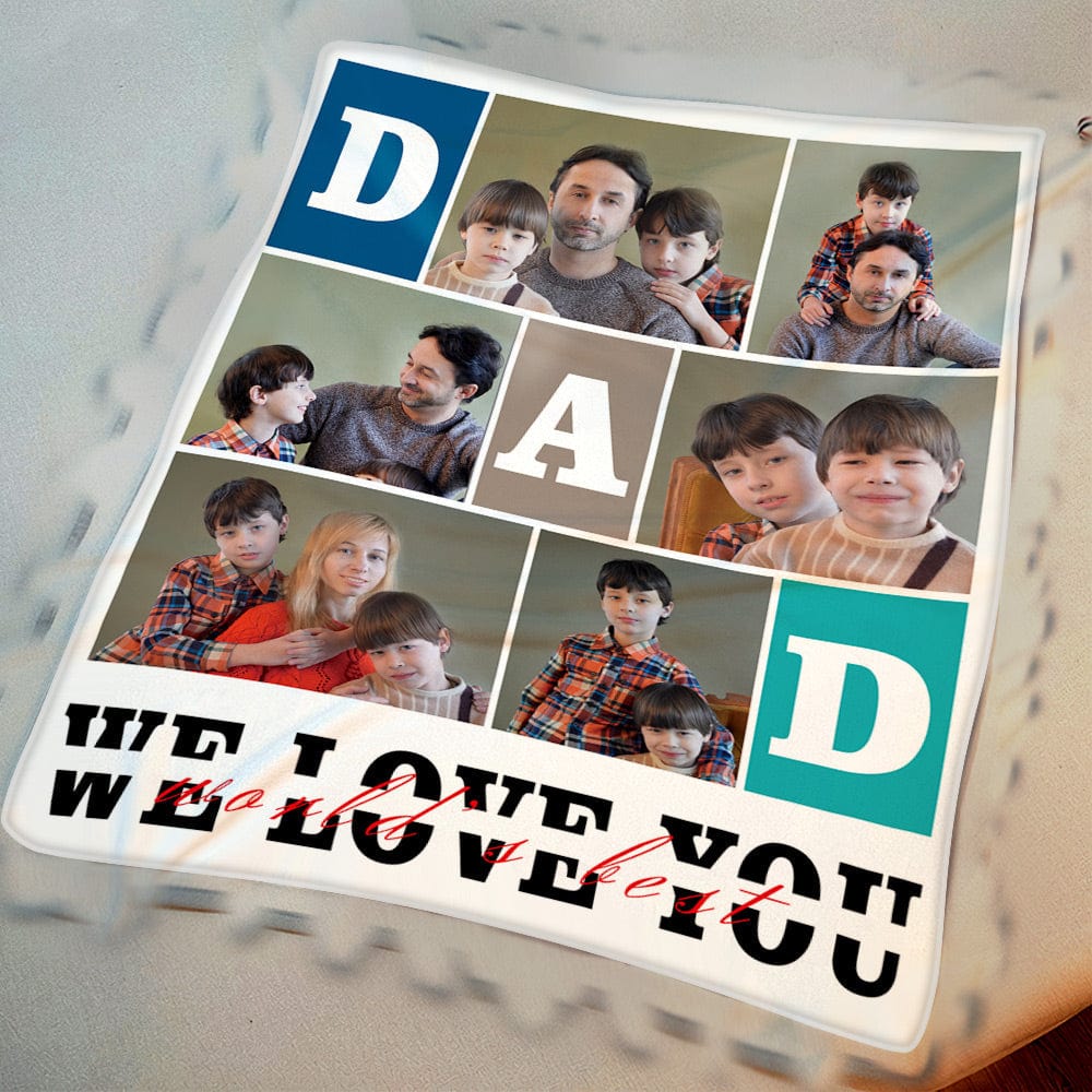 Father's Day Blankets Personalized Photo Blanket for Dad Father's Day Gift - Giftlab