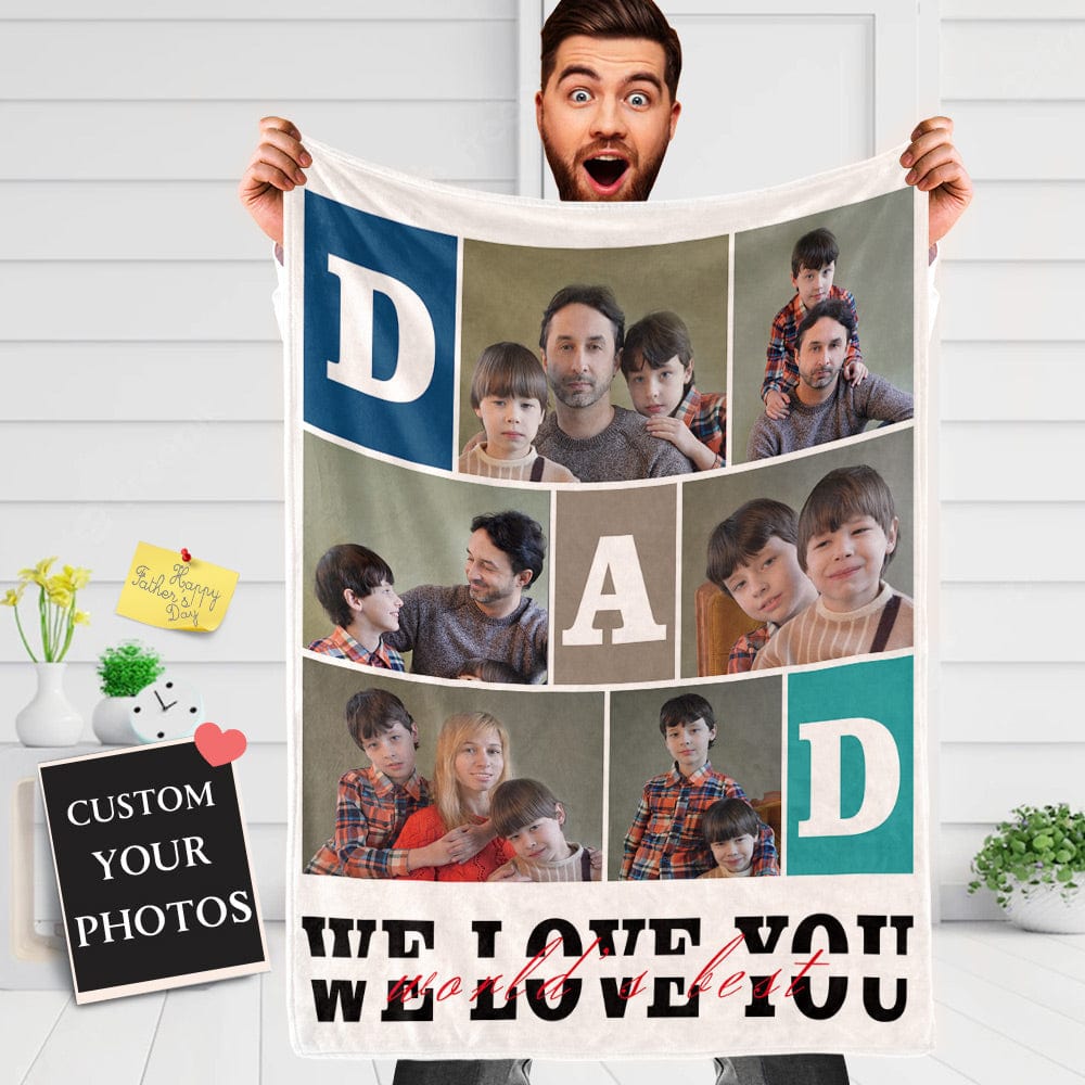 Father's Day Blankets Personalized Photo Blanket for Dad Father's Day Gift - Giftlab