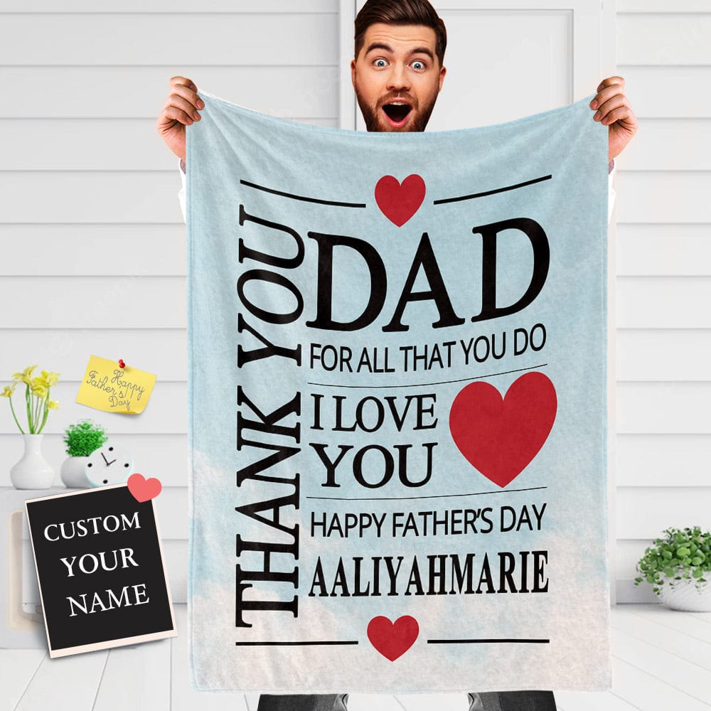Father's Day Blankets Personalized Name Blanket for Dad the Best Gift for Dad - Giftlab