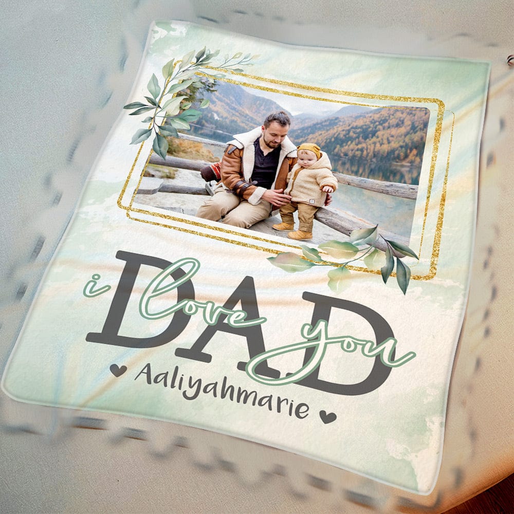 Father's Day Blankets Personalized Blankets for Dad Custom Blanket with Photo I Love You Dad - Giftlab