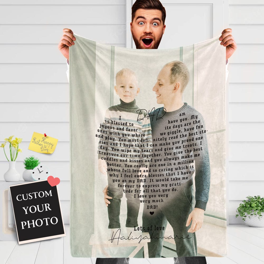 Father's Day Gift Custom Photo Blanket with Message the Best Gift for Dad - Giftlab