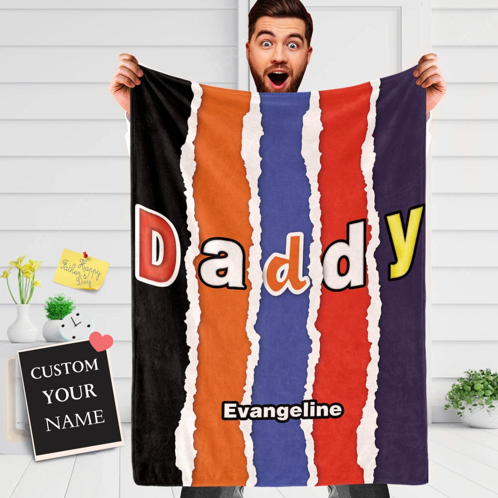 Custom Name Blanket Personalized Blanket for Dad Fathers Day Gift - Giftlab