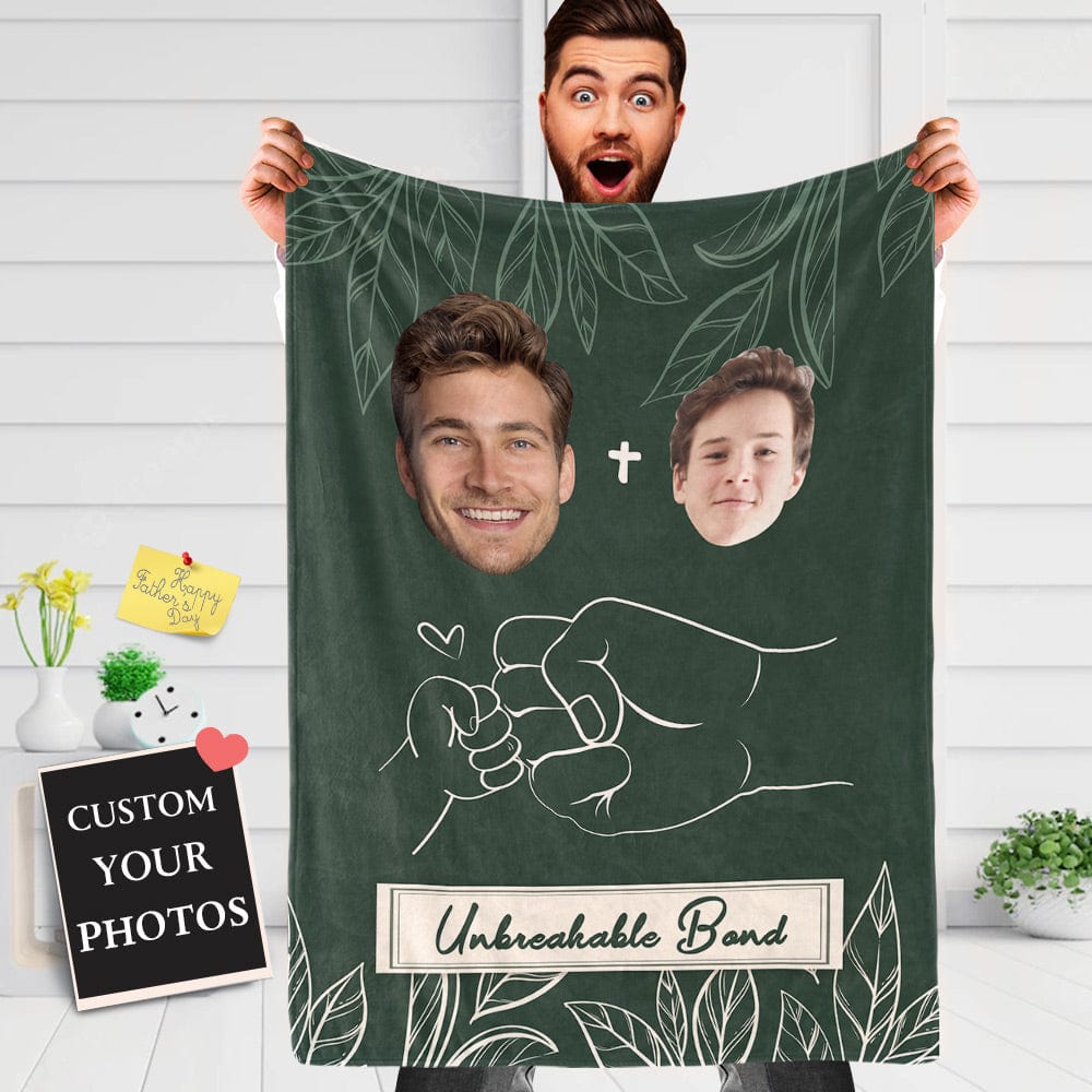 Custom Face Blanket Father's Day Blanket Unbreakable Bond Between Father and Son - Giftlab