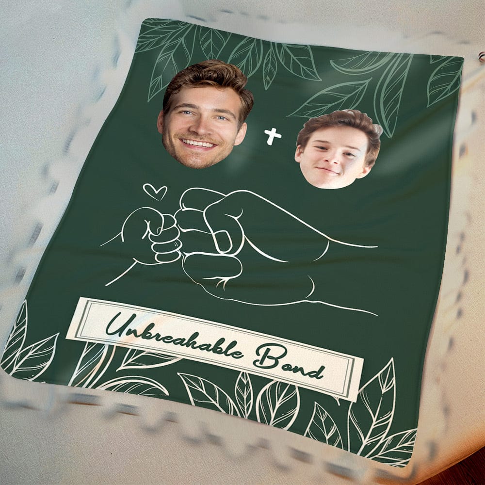 Custom Face Blanket Father's Day Blanket Unbreakable Bond Between Father and Son - Giftlab