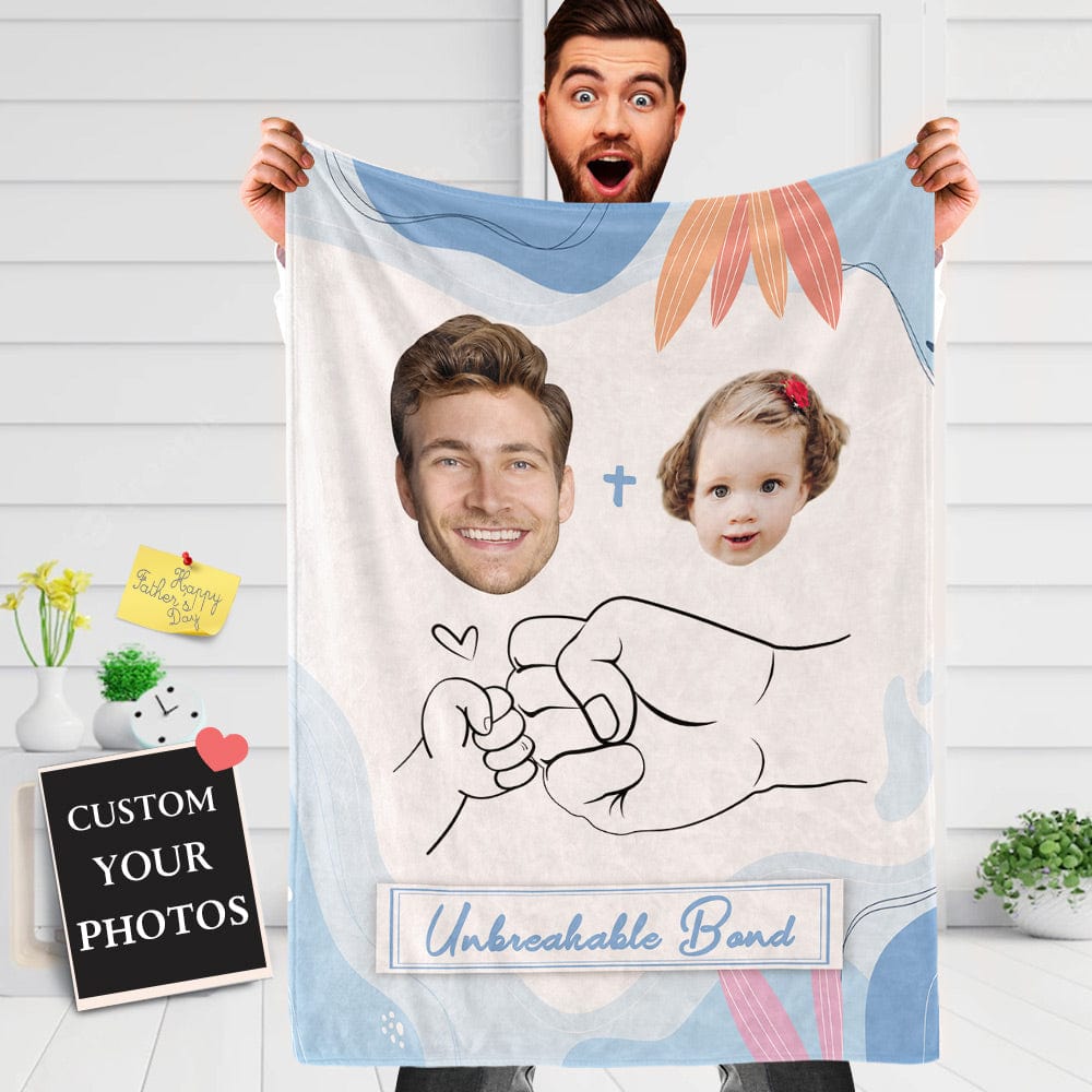 Custom Face Blanket Personalized Blanket for Dad Unbreakable Bond Between Father and Daughter - Giftlab